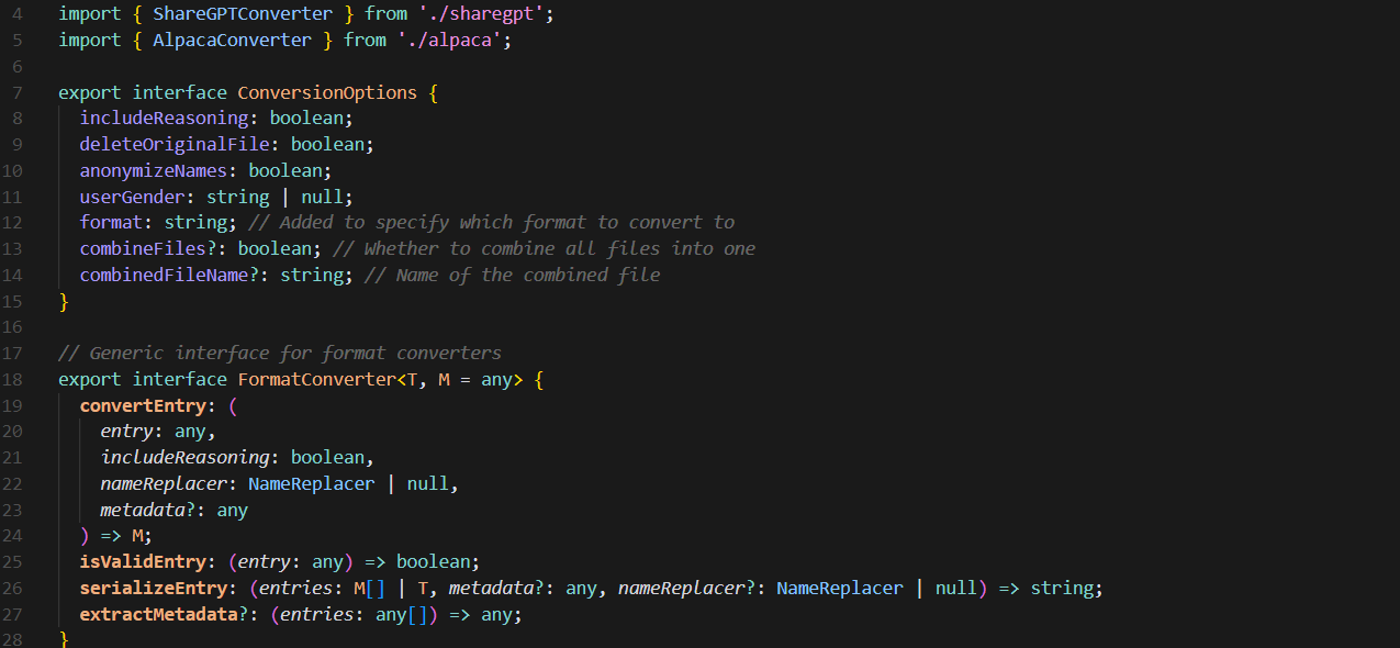 Screenshot of code snippet from the linked sillytavern-to-sharegpt application
